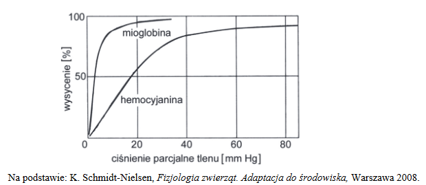 krzywe dysocjacji hemocyjaniny i mioglobiny